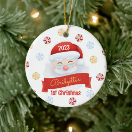 Cute Santa Claus primer ornamento de Navidad