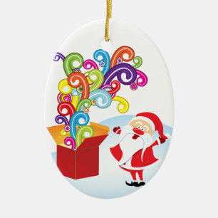 Cute Santa Claus Y Regalo Box Ornamento navideño