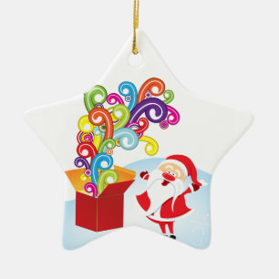 Cute Santa Claus Y Regalo Box Ornamento navideño