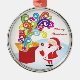 Cute Santa Claus Y Regalo Box Ornamento navideño