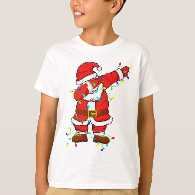 Cute Santa Dabbing enciende Navidades camiseta (Anverso)
