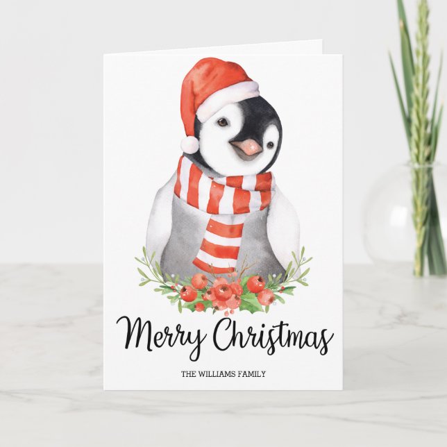 Cute Santa Pingüino Feliz Navidad (Anverso)