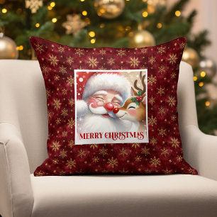 Cute Santa Rudolph Navidad Funda de Almohada Navid