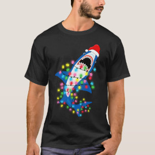 Cute Santa Shark Navidades enciende camiseta mascu