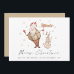 Cute Santa Snowman Feliz Navidad<br><div class="desc">Feliz Navidad a Papá Noel. Agradable y divertido para sus saludos de vacaciones,  fácilmente personalizable con sus saludos y nombres y año abajo. Feliz Navidad está en un elegante guión.</div>