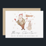 Cute Santa Snowman Feliz Navidad<br><div class="desc">Feliz Navidad a Papá Noel. Agradable y divertido para sus saludos de vacaciones,  fácilmente personalizable con sus saludos y nombres y año abajo. Feliz Navidad está en un elegante guión.</div>