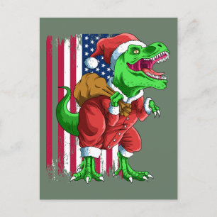 Cute Santa Verde de Navidad TRex Tyrannosaurus Xma