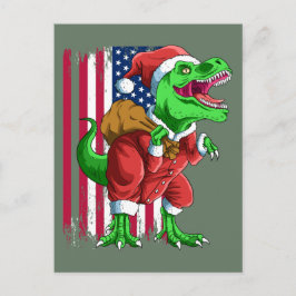 Cute Santa Verde de Navidad TRex Tyrannosaurus Xma