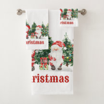 Cute Santa y la acuarela de los árboles de Navidad