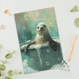 Cute Seal in Bubble Bath Jigsaw Puzzle