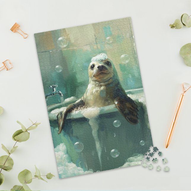 Cute Seal in Bubble Bath Jigsaw Puzzle (Subido por el creador)
