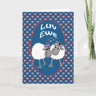 Cute Sheep, Tarjeta De Saludo Romántica Luv Ewe