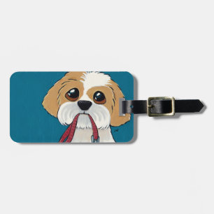 Cute Shih Tzu Puppy Personalizable etiqueta de equ
