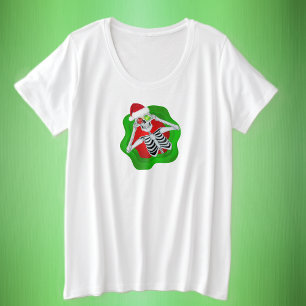 Cute Skeleton Holding Ornaments Santa Hat Bright