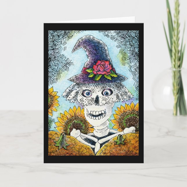 Cute Skeleton Witch Halloween, cualquier tarjeta d (Anverso)