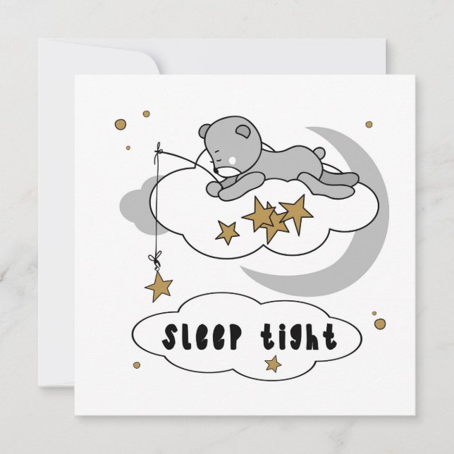Cute Sleep Tight Teddy Bear Stars (Anverso)