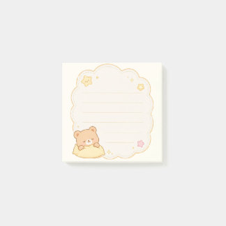 Cute Sleeping Bear Kawaii Nubes Bloc de Notas