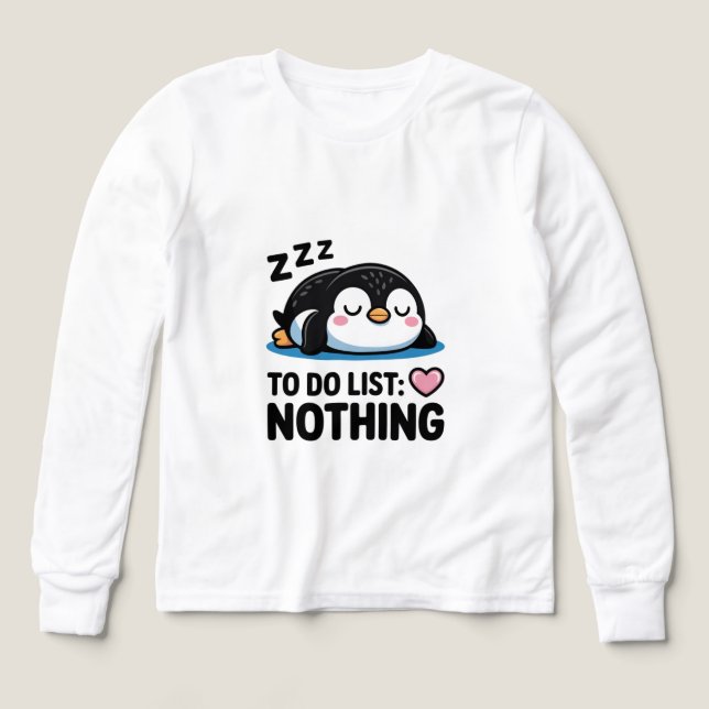 cute sleeping penguin, to do list nothing (Diseño frontal)