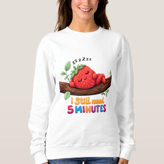 Cute Sleeping Strawberry - Sudadera con Cuello Red (Anverso)