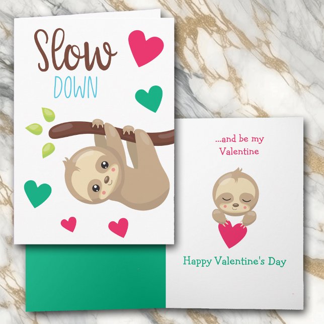 Cute Sleepy Sloth Niños Tarjeta de San Valentín (Subido por el creador)