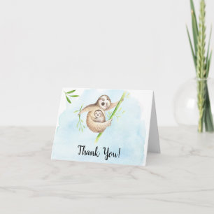 Cute Sloth Animals Baby Shower Gracias Nota