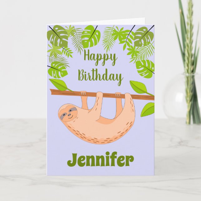 Cute Sloth Birthday Tarjeta de felicitación plegad (Anverso)
