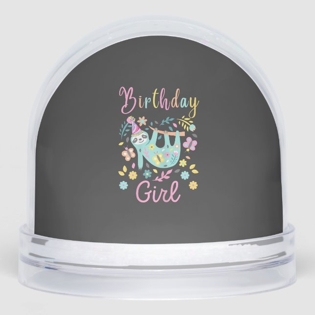 Cute Sloth Floral Girls Birthday Party T-Shirt (Anverso)