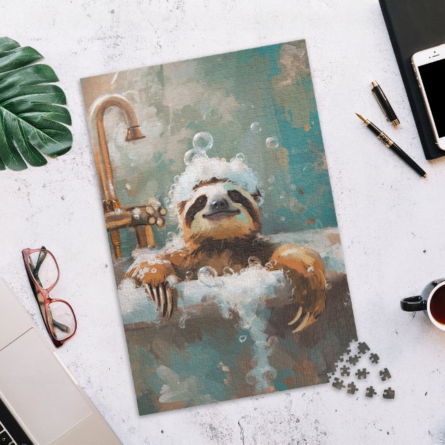 Cute Sloth in Bubble Bath Jigsaw Puzzle (Subido por el creador)