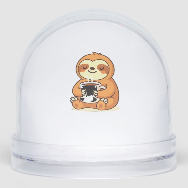 Cute Sloth Relaxing with Hot Coffee Premium T-Shir (Anverso)