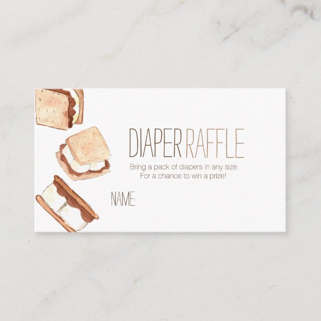 Cute smores acampar tarjeta de raffre de pañales p (Anverso)