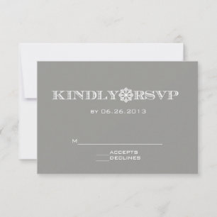 Cute Snowflake Gray Wedding Tarjetas RSVP
