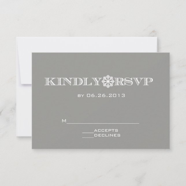 Cute Snowflake Gray Wedding Tarjetas RSVP (Anverso)