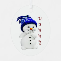 Cute Snowman 1ᵉʳ Ornamento De Navidad