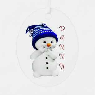 Cute Snowman 1ᵉʳ Ornamento De Navidad