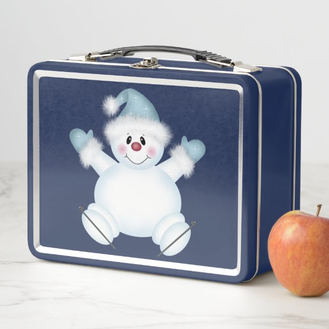 Cute Snowman Blue Metalizado Lunch Box (In situ)
