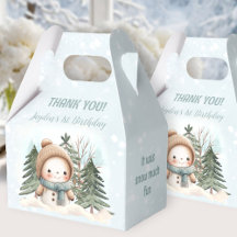 Cute Snowman Blue Winter Caja de Favor del Primer