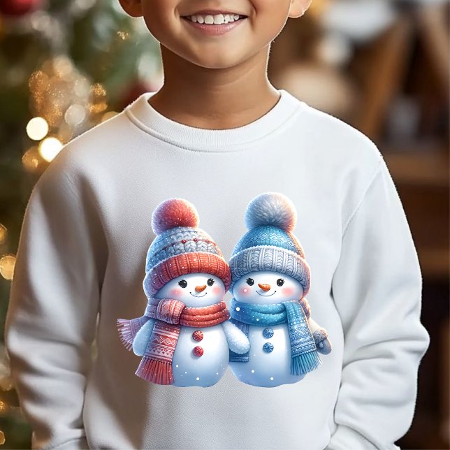 Cute Snowman Couple Winter Illustration T-Shirt (Subido por el creador)