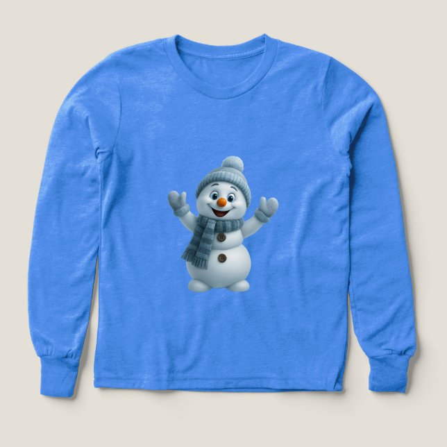 Cute Snowman with Blue Scarf – Adorable Winter Chr (Diseño frontal)