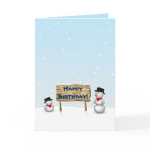 Cute Snowmen desea tarjeta de cumpleaños feliz