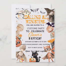 Cute Spooktacular Monster Kids Invitación de cumpl