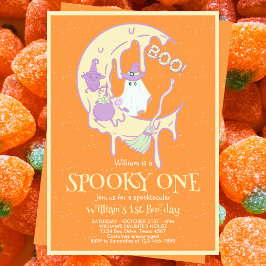 Cute Spooky One Ghost Moon Halloween 1er cumpleaño