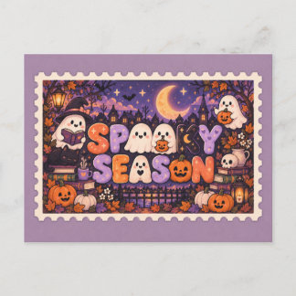Cute Spooky Season Halloween Stamp Tarjeta Postal