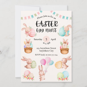 Cute Spring Bunnies Invitación de Pascua