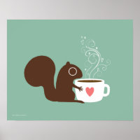 Cute Squirrel Coffee Lover | Arte Animal caprichos