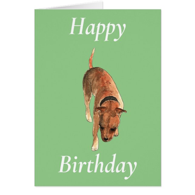 Cute Staffordshire Bull Terrier Dog Art Cumpleaños (Frente)