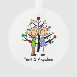 Cute Stick Figura Doble Ornamento de vacaciones