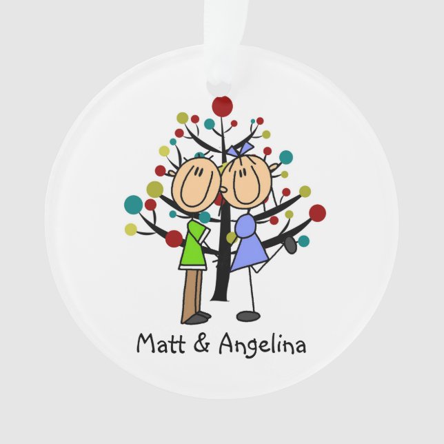 Cute Stick Figura Doble Ornamento de vacaciones (Anverso)