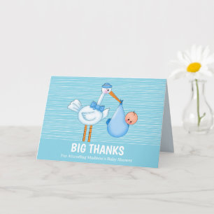 Cute Stork Big Gracias Tarjeta Azul Gracias