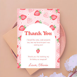 Cute Strawberry Berry Birthday Gracias Tarjeta