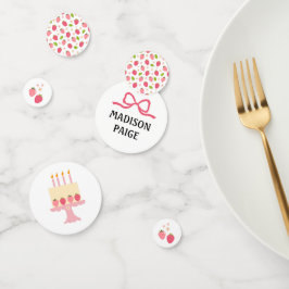 Cute Strawberry Pink Girls Birthday Table Confetti